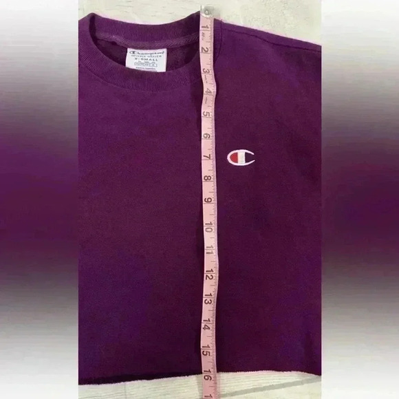 Champion reverse weave purple fleece cropped crewneck RELAXED sweatshirt size XS - Picture 10 of 12